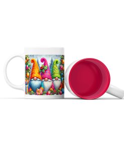 Κεραμική άσπρη κούπα με πολύχρωμα ξωτικά