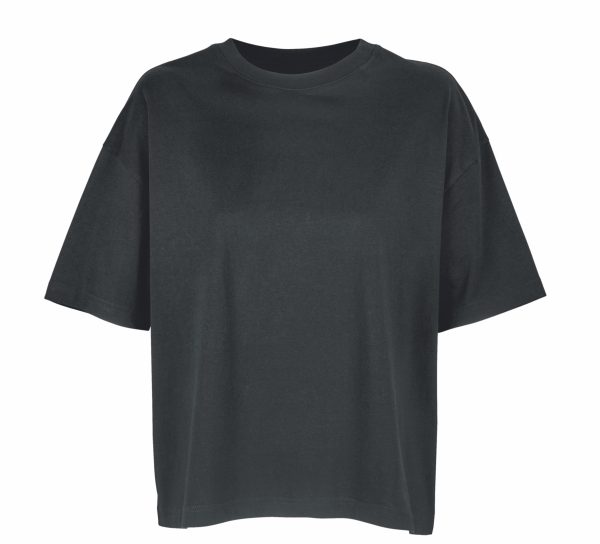 Oversized γυναικείο t-shirt SOL'S Boxy Women με εκτύπωση σε μαύρο χρώμα