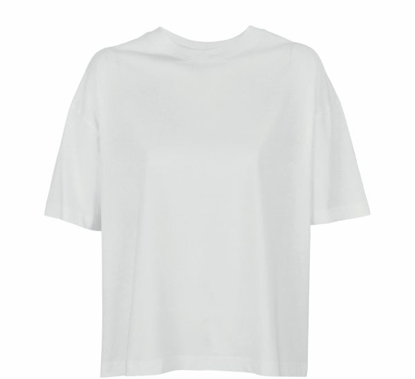 Oversized γυναικείο t-shirt SOL'S Boxy Women με εκτύπωση σε λευκό χρώμα