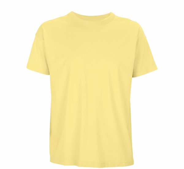Ανδρικό oversized T-shirt Boxy Men 03806 ανοιχτό κίτρινο, οργανικό βαμβάκι, ιδανικό για εκτύπωση.