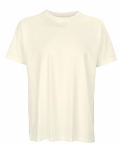 Ανδρικό oversized T-shirt Boxy Men 03806 σε off-white (ανοιχτό λευκό), 100% οργανικό βαμβάκι, ιδανικό για εκτύπωση.