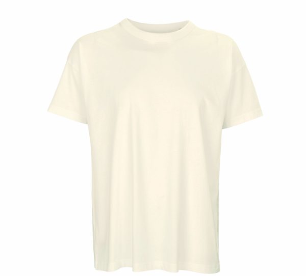 Ανδρικό oversized T-shirt Boxy Men 03806 σε off-white (ανοιχτό λευκό), 100% οργανικό βαμβάκι, ιδανικό για εκτύπωση.