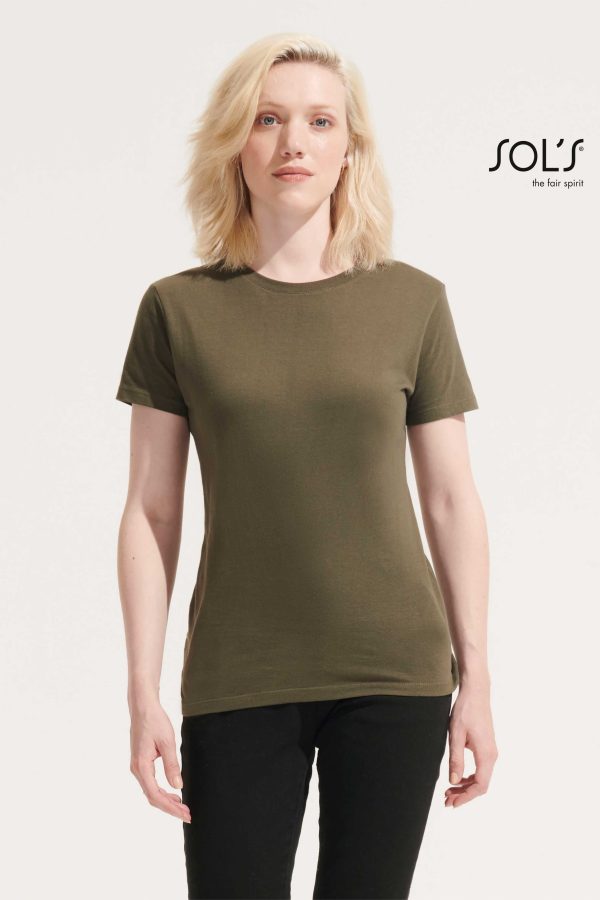 Γυναικείο t-shirt SOL’S Regent σε χακι, κομψό και διαχρονικό, ιδανικό για καθημερινή χρήση ή προσωποποιημένα δώρα με εκτύπωση.