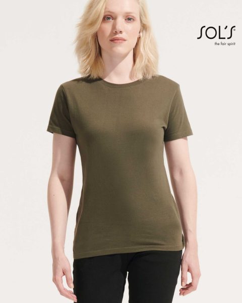 Γυναικείο t-shirt SOL’S Regent σε χακι, κομψό και διαχρονικό, ιδανικό για καθημερινή χρήση ή προσωποποιημένα δώρα με εκτύπωση.