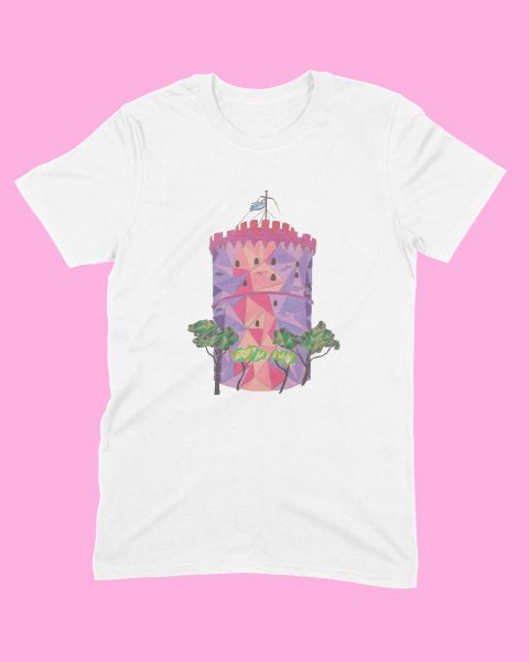 Ράνια λευκός Πύργος σε μπλούζα