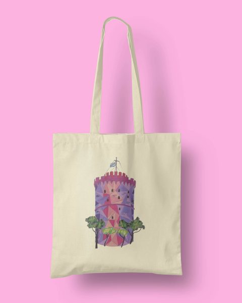 Ράνια λευκός Πύργος σε υφασμάτινη τσάντα