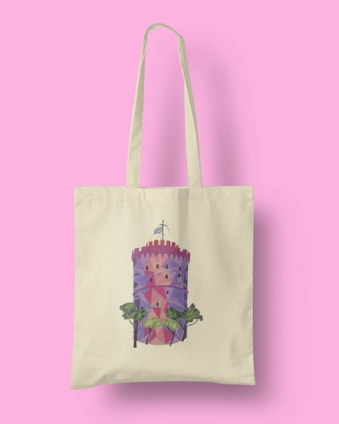 Ράνια λευκός Πύργος σε υφασμάτινη τσάντα